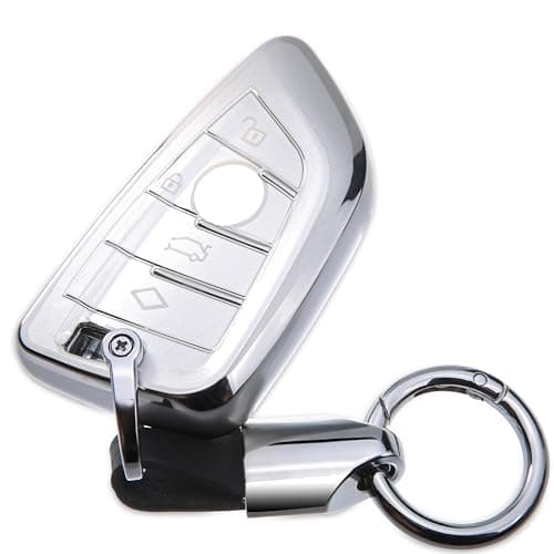 BA735 for BMW Key Fob Cover Fits 2020 2021 2022 2023 2024 2025 1 2 3 4 5 6 7 8 Series X1 X2 X3 X4 X5 X6 Z4 Case Accessories TPU Protector Silver