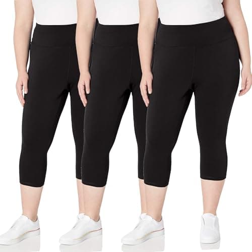 TNNZEET Capri Leggings for Women - Yoga Pants Tummy Control Black Leggings with Pockets High Waisted Workout Cycling Leggings 3 Pack