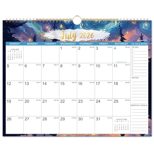 Calendar 2026-2027 - Wall Calendar 2026-2027, July 2026 - December 2027, 15" x 11.5", 18 Monthly Wall Calendars, Twin-Wire Binding + Hanging Hook + Thick Paper + Julian Dates - Starry Skies