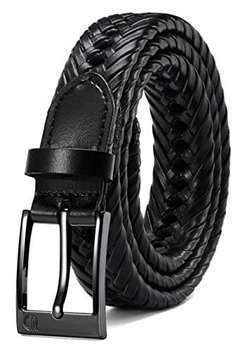 CHAOREN Leather Braided Belts for Men - 1 1/8" Mens Casual Woven Leather Belt for Dress Pant