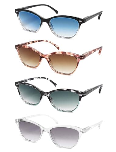 MODFANS Women Reading Glasses 4 Pack Sunglasses Readers Women Outdoor Blue Light Blocking Reading Glasses Anti Glare UV Filter Spring Hinge(Magnifying 1.25-Not Bifocals)
