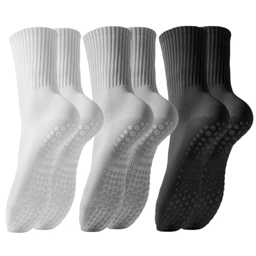 YANLIFY Pilates Socks with Grips for Women, 3 Pairs Non Slip Grip Socks for Yoga, Barre, Dance, Home, Hospital, Workout