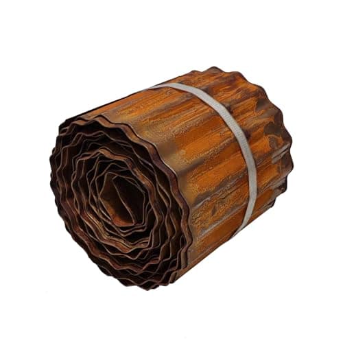 Metal Landscape Edging Border,6 in×20 ft Rusted Corrugated Garden Edging