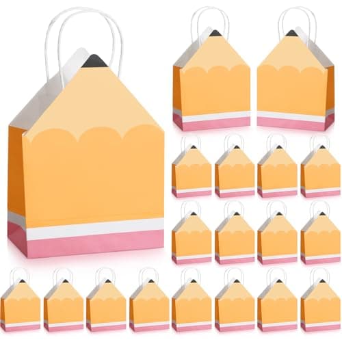 Feifeiya 12 Pcs Back to School Gift Bags Pencil Shaped Gift Bag for Teacher
