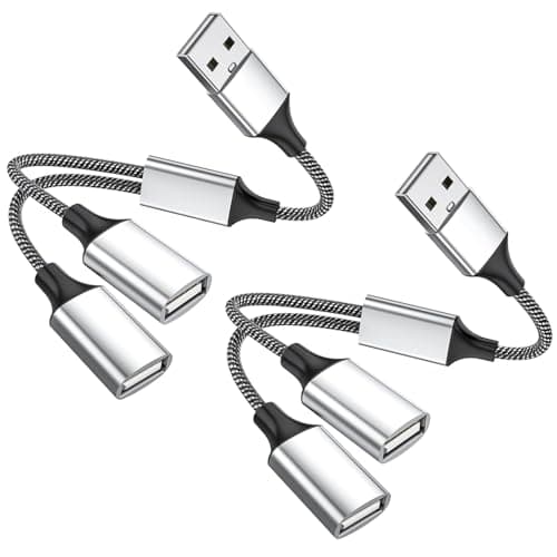 KETSOOBI USB Splitter Cable, (2-Packs) USB Y Splitter Adapter Dual USB 2.0 Extension Cord for Charging and Data Transfer, Compatible with Laptop, Mac, Tesla Model 3