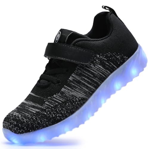AoSiFu Kids Light Up Shoes Toddler Girls Boys Breathable Led Flashing Sneakers USB Charge black28