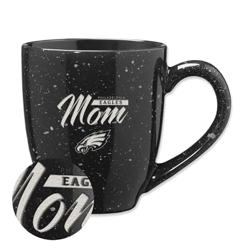 Rico Industries NFL Football Philadelphia Eagles Mom Black 16 oz Team Color Laser Engraved Speckled Ceramic Coffee Mug
