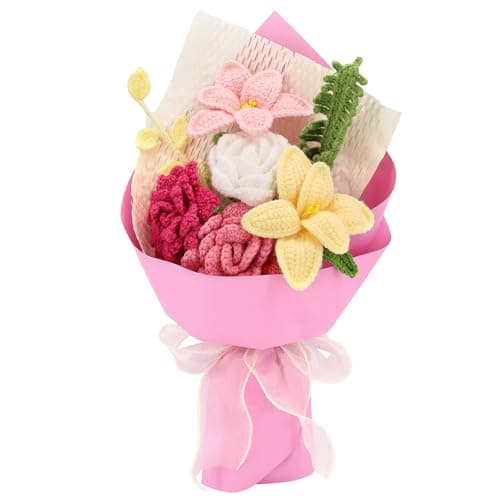 FUCAN Handmade Crochet Flower Bouquet, Crochet Flowers, Knitted Flowers