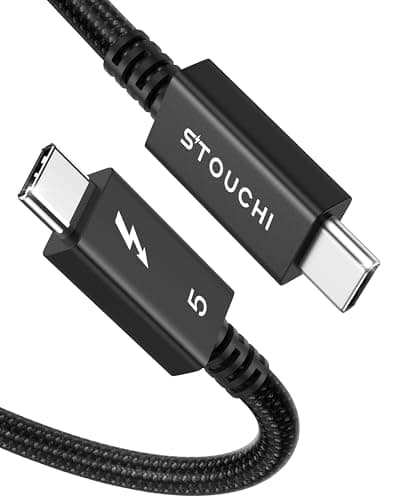 Stouchi Certified Thunderbolt 5 Cable 80Gbps, up to 120Gbps Bandwidth, Dual 8K Display, 240W Power, Compatible with Thunderbolt 5/4, USB4, MacBook, SSD, eGPU, Premium Braided Cable, 2.6FT