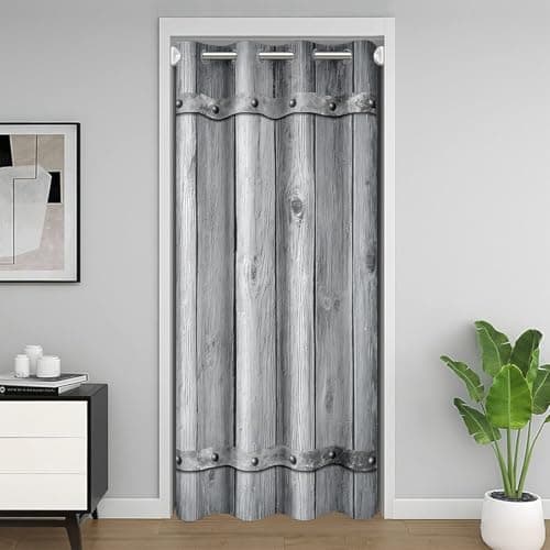 Feelyou Rustic Barn Door Door Curtain for Doorway Privacy 52"x80"