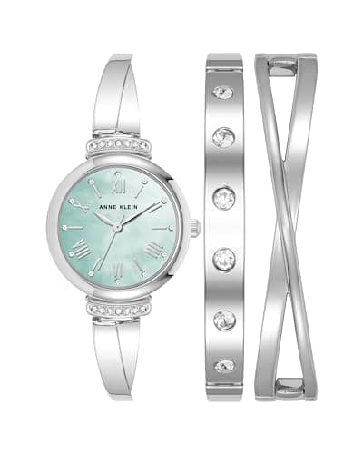 Anne Klein Women's Premium Crystal Accented Watch and Bracelet Set