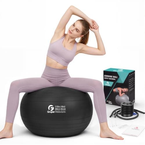 Gruper Exercise Ball, 45cm-75cm Extra Thick Yoga Ball for Working Out