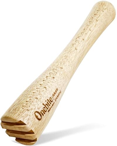 Onebite Sauerkraut Pounder for Mason Jars, Vegetable Fermentation Tamper for Sauerkraut Crocks with Scale Marks - 12" One Piece of Solid ParaWood, Upgraded Textured Base