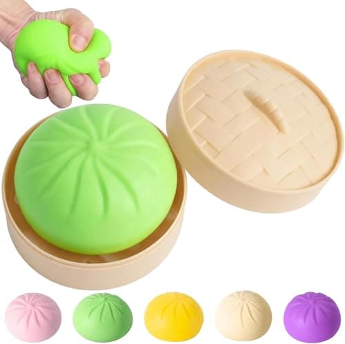 Dumpling Squishy, Mystery Squishy Dumpling Box, Sensory Stress Ball Squeeze Toys for Stress Relief, Cute Soft Decompression Dough, Easter Gift (Green)