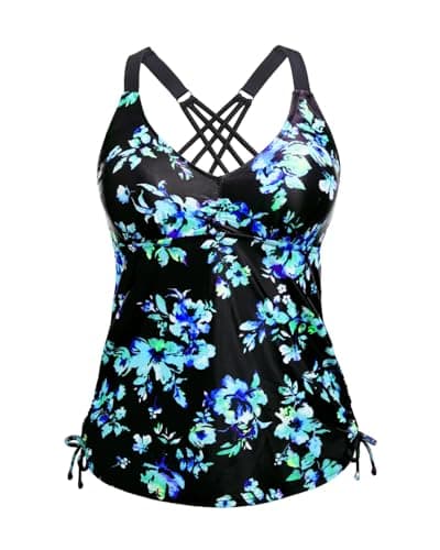 Tempt Me Tankini Top Only V Neck Swim Tops Tummy Control Bathing Suit Top