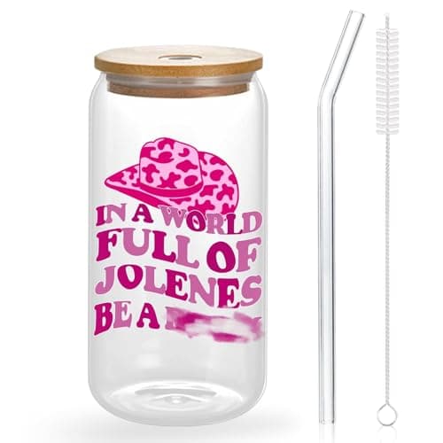 TAGDANK Western Gifts for Women Hot Pink Western Cowgirl Accessories Birthday Christmas Decorations Gifts for Women Girls Party Favors Cute Glass Cups with Lids and Straws, 16 Oz Pink Tumbler