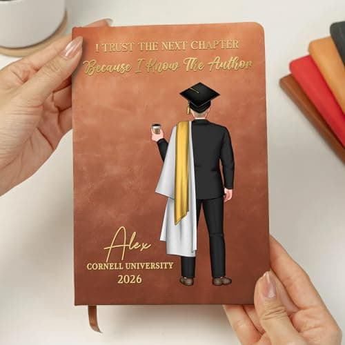 Pawfect House Gifts Personalized Leather Writing Journal, Graduation Gifts For Men, I Trust The Next Chapter, Class Of 2026 Journal For Graduation, New Beginnings Gifts For Him, Friends, Son