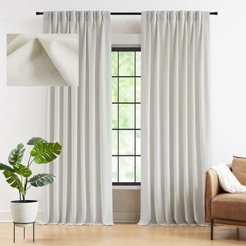 Kayne Studio Grayish White Velvet Pinch Pleated Back Tab Curtains 90 Inches
