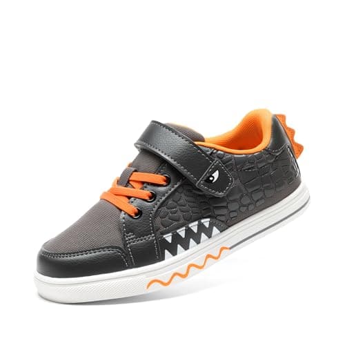DREAM PAIRS Boys Dinosaur Sneakers Cartoon Shoes,Grey,6 Toddler