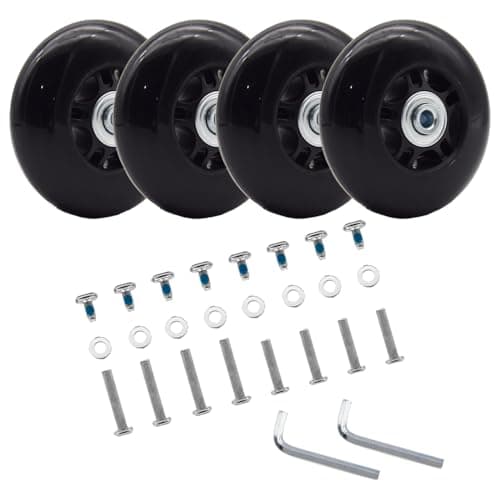 Ruidee 4 Pcs Luggage Suitcase Replacement Wheels 80x24mm Wear-Resistant Luggage Wheels Rubber Rotating Wheel Low Noise for Trolley Travel Case Carry-on Roller Bag (SXL/80x24mm)