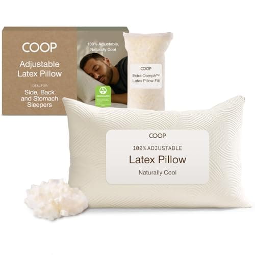 Coop Home Goods Adjustable Latex Pillow Queen, Talalay Latex & Microfiber Fill, Best Pillows for Sleeping, Ergonomic, Naturally Cooling, Eco-Friendly, Medium Firm for Back, Side & Stomach Sleepers