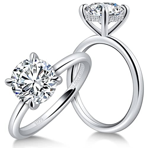 Ladylike 2 Carat Moissanite Rings for Women 925 Sterling Silver Solitaire