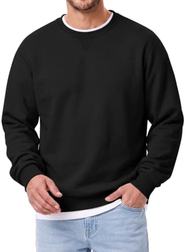 JMIERR Mens Sherpa Lined Sweatshirts Pullover Sweater, L, Black