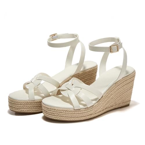 Womens Open Toe Strappy Wedge Espadrilles Sandals Summer Slide Shoes