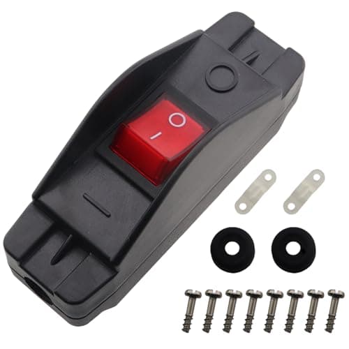 CTWHA Heavy Duty Embedded Cable Switch 16A High Current AC 125V/250V DPST Single Throw Rocker Switch with Red Indicator Light Copper Contacts and Nylon Casing Heat Resistant Anti Ageing
