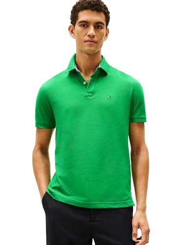Tommy Hilfiger Men's Short Sleeve Polo Shirt in Custom Fit Fern Green