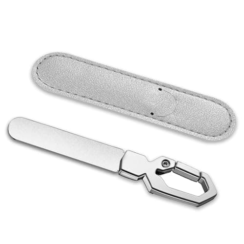VISDOLL Stainless Steel Double Sided Nail File - Professional Metal Fingernail Toenail Tool for Men (Thick Nails) & Women, Washable Reusable Durable with Travel-Friendly Leather Case, Home & Salon Use