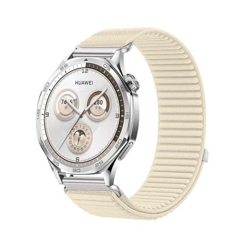 20mm Nylon Sport Watch Band for Garmin Vivoactive 6/5/3/3 Music/Venu/Venu 2 Plus/Vivomove 3/Forerunner 570 42mm, Adjustable Braided Strap Compatible with Amazfit Active 2/Bip 3/Bip 3 Pro(Starlight)