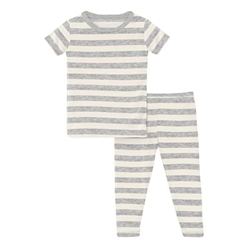 KicKee Short Sleeve Pajama Setfrom our Year Round Celebration Collection, Matching Top and Bottom Sleepwear Set(Heathered Mist Sweet Stripe - 2T)