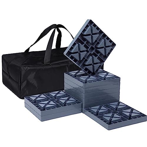 GarfatolRv 10-Pack RV Leveling Blocks, Interlocking Non-Slip, Gray