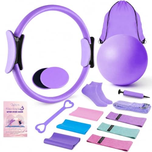 Pilates Kit for Women, Pilates Equipment Kit for Women Home Workouts, Pilates Ring Set, Home Pilates Essentials Kit with Pilates Ring and Ball, Resistance Bands for Strength, Toning, Flexibility
