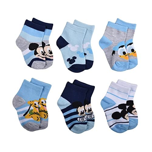 Mickey Mouse Boys No Show Quarter Socks, Pale Grey Heather, 2-4T US