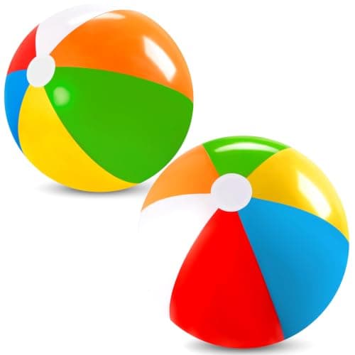 JOYIN 2-Pack 20" Beach Balls - Pool Toys Large Inflatable Beach Ball Swimming Pool Water Games, Classic Rainbow Color Beachball Luau Birthday Decorations Party Supplies Party Favors Gifts