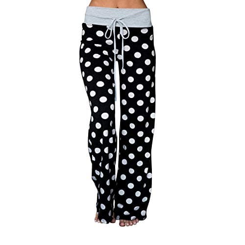iniber Women's Comfy Pajama Pants Long Casual Drawstring Palazzo Lounge Pants Soft Wide Leg Bottoms