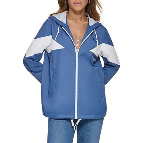 Levi's Women's Nylon Color Block Windbreaker, True Blue/White, X-Small