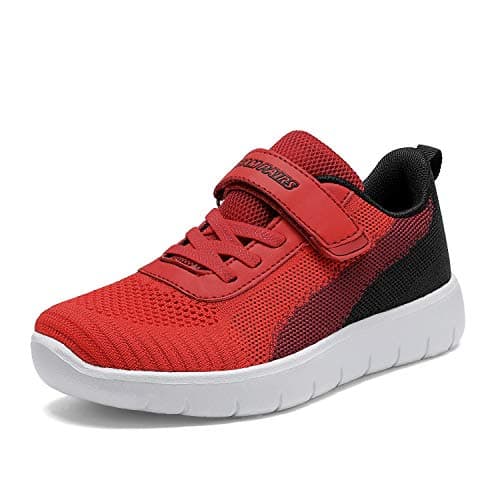 DREAM PAIRS Boys Girls Shoes Kids Tennis EZ-Ons MagicZips Athletic Running Walking Barefoot Zero Drop Sneakers,Size 8 Toddler,Red/Black,Zoom-K