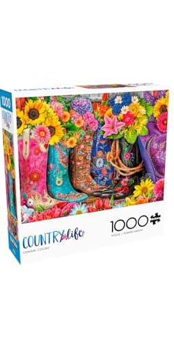 Buffalo Games - Cowgirl Colors - Lars Stewart - 1000 Piece Jigsaw Puzzle for Adults, Vibrant Floral Western Art, Challenging Puzzle for Game Nights, Finished Size 26.75 x 19.75, Made in the USA