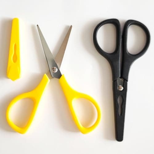 2Pcs Medium Scissors, Safety Scissors with Cap, Craft Shears for Classroom Office Home (Yellow & Black)