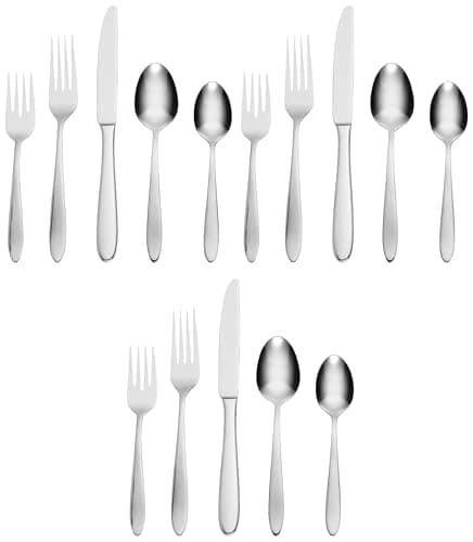 Oneida Silverware Set, Mooncrest Everyday Flatware Set, Service For 4, 18/0 Stainless Steel, Knives Spoons And Forks Sets, Dishwasher Safe, Utensils, Home And Kitchen, Silver 20 Piece (Pack of 3)