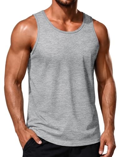 MAGCOMSEN Men's Tank Top Quick Dry Workout Gym Sleeveless Muscle Shirt Summer UPF 50+ Athletic Running Tops Light Gray S