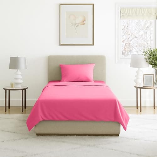 Brushed Microfiber Sheet Set-3 Piece Bed Linens-Fitted & Flat Sheets, Plus Pillowcase-Wrinkle, Stain & Fade Resistant by Lavish Home (Twin XL, Pink)