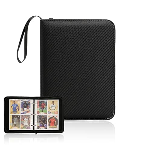 4 Pocket Trading Card Binder, Premium PU Card Collection Binder,400 Double Sided Pocket Trading Card Albums，Compatible with MTG, TCG, Sports Cards,Game Cards,Baseball Cards. (Black)