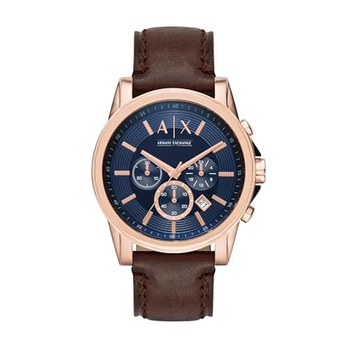 A|X Armani Exchange Chronograph Brown Leather Watch for Men