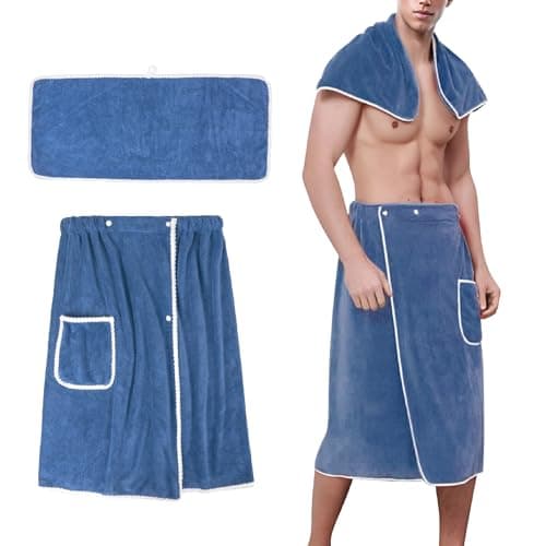 BABYSHEEP Men's Towel Wrap Bathrobe, Soft Adjustable Bath Wrap