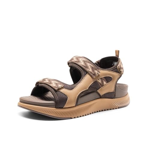DREAM PAIRS Women's Walking Sandals Arch Support Orthopedic Recovery Hiking Sandals Thick Athletic Cushion Adjustable Strap for Plantar Fasciitis,Size 6,Brown,DWUMST2509
