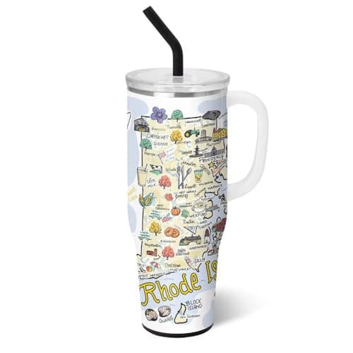 Swig Life 40oz Mega Mug, 40oz Tumbler with Handle and Straw, Extra Large Insulated Tumblers, Cup Holder Friendly Travel Mug (Rhode Island)